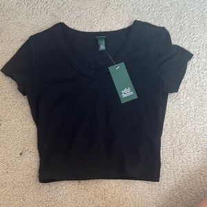 Wild Fable Black Fitted Crop T-Shirt